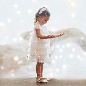 LET'S SHINE ！! ! White Tiered Tulle Party Dress for Girl
3/4years old